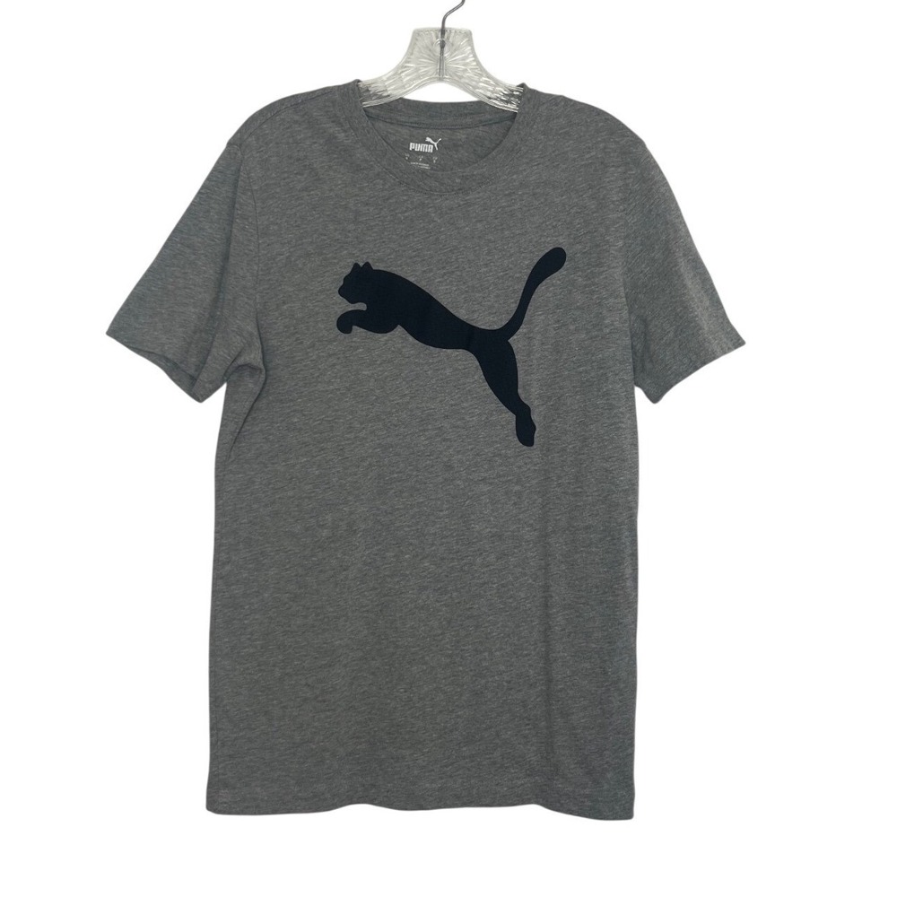 Puma TShirt Black Logo Small Gray Crew Neck Short Sleeve Activewear